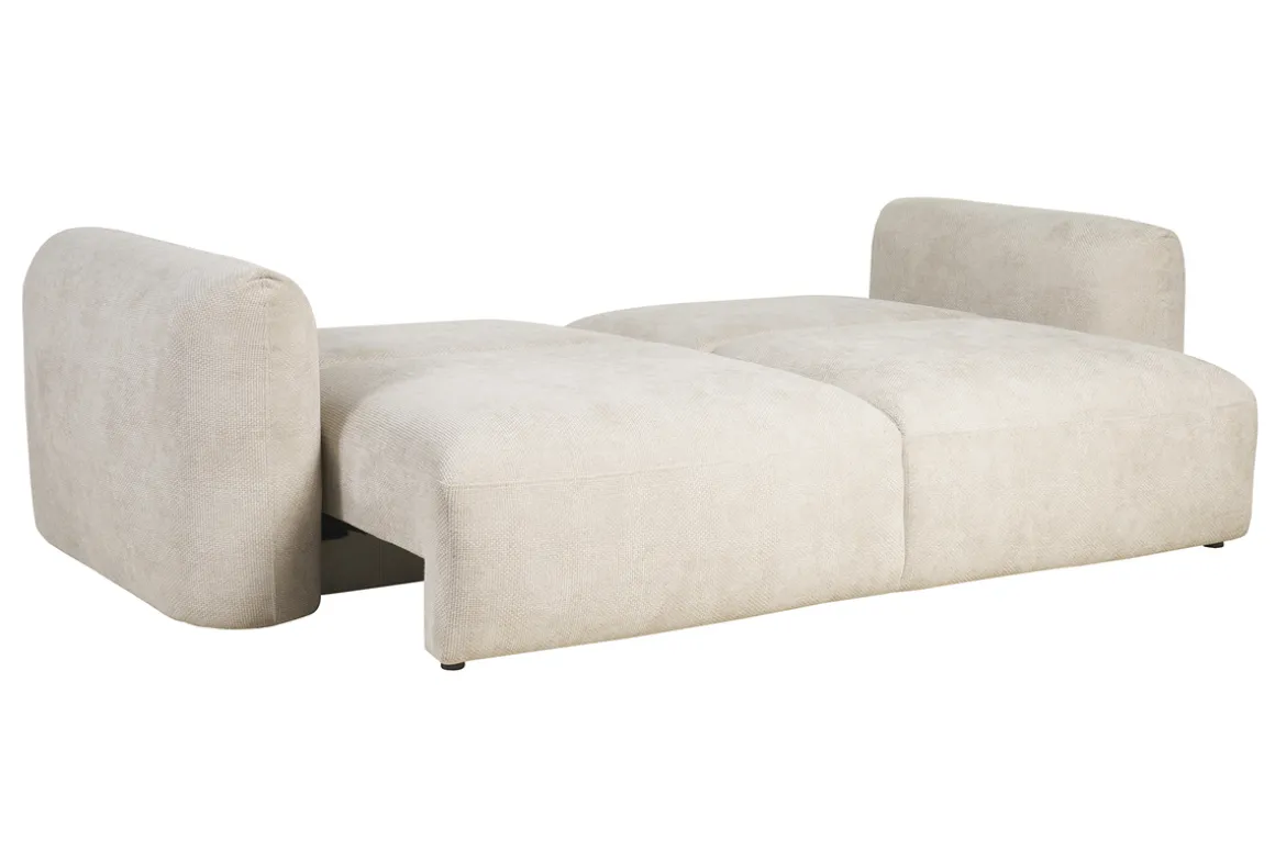 Miliboo Canapé Convertible|Voir Tous Les Canapés-Canapé convertible avec coffre 4 places en tissu velours chenille beige CRUSH