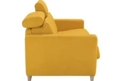 Miliboo Canapé Convertible|Voir Tous Les Canapés-Canapé convertible avec têtières ajustables 3 places en tissu jaune avec matelas 13 cm GOYA