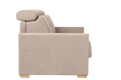 Miliboo Canapé Convertible|Voir Tous Les Canapés-Canapé convertible avec têtières ajustables 3 places en tissu effet velours beige avec matelas 18 cm NORO
