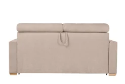 Miliboo Canapé Convertible|Voir Tous Les Canapés-Canapé convertible avec têtières ajustables 3 places en tissu effet velours beige avec matelas 18 cm NORO