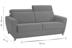 Miliboo Canapé Convertible|Voir Tous Les Canapés-Canapé convertible avec têtières ajustables 3 places en tissu bleu paon et bois clair avec matelas 13 cm GOYA