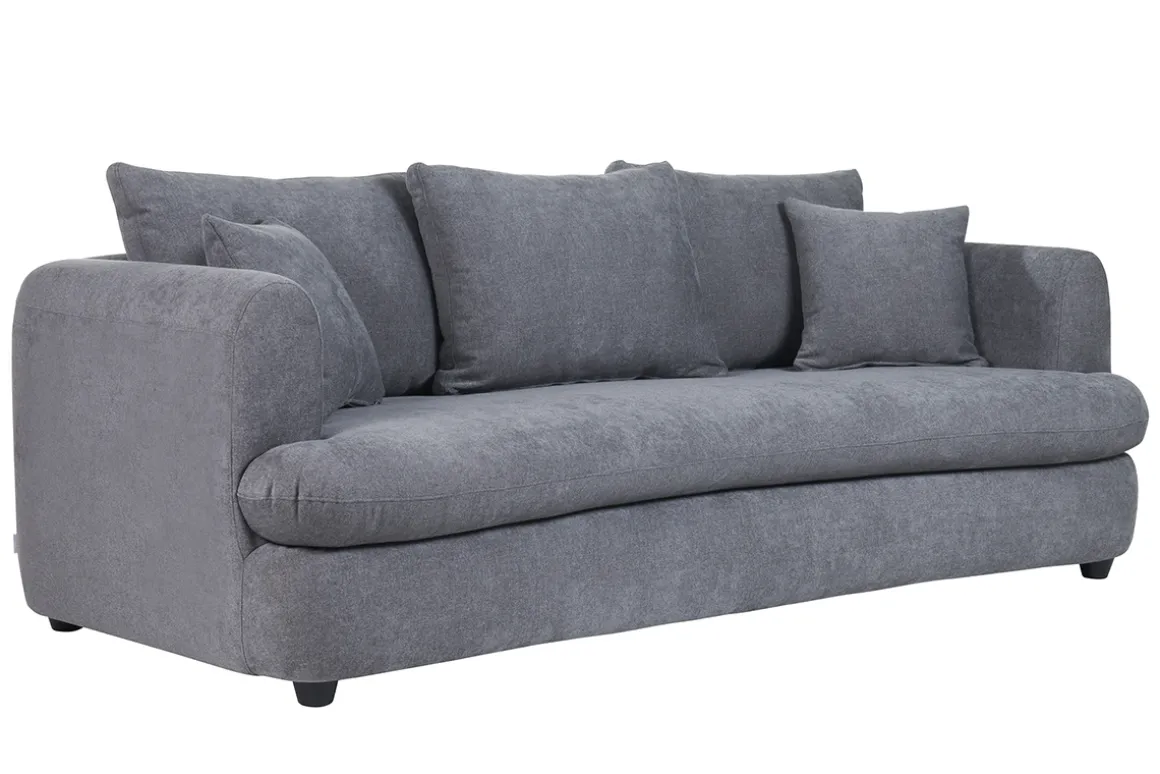 Miliboo Canapé Convertible|Voir Tous Les Canapés-Canapé convertible déhoussable 3-4 places design haricot en tissu effet velours gris anthracite SACHA