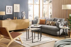 Miliboo Canapé Convertible|Voir Tous Les Canapés-Canapé convertible déhoussable 3-4 places design haricot en tissu effet velours gris anthracite SACHA