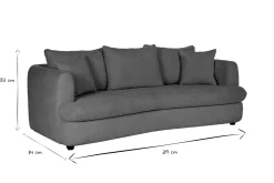 Miliboo Canapé Convertible|Voir Tous Les Canapés-Canapé convertible déhoussable 3-4 places design haricot en tissu effet velours gris anthracite SACHA