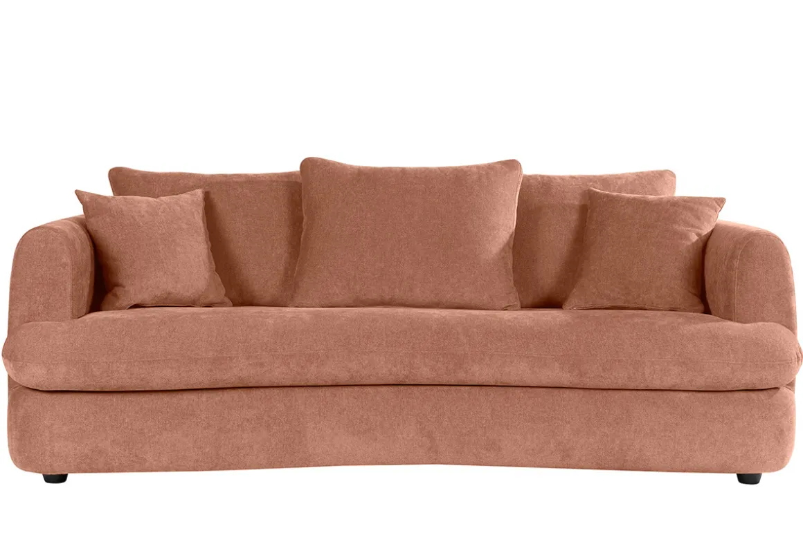 Miliboo Canapé Convertible|Voir Tous Les Canapés-Canapé convertible déhoussable 3-4 places design haricot en tissu effet velours terracotta SACHA