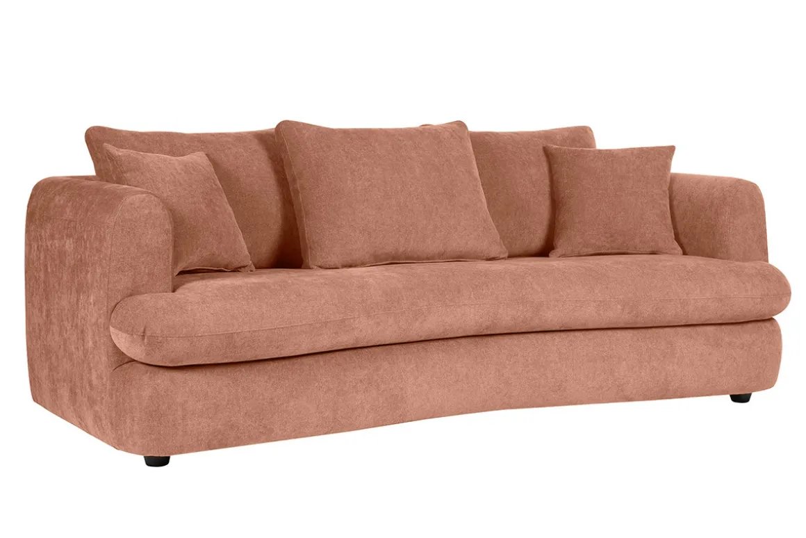 Miliboo Canapé Convertible|Voir Tous Les Canapés-Canapé convertible déhoussable 3-4 places design haricot en tissu effet velours terracotta SACHA