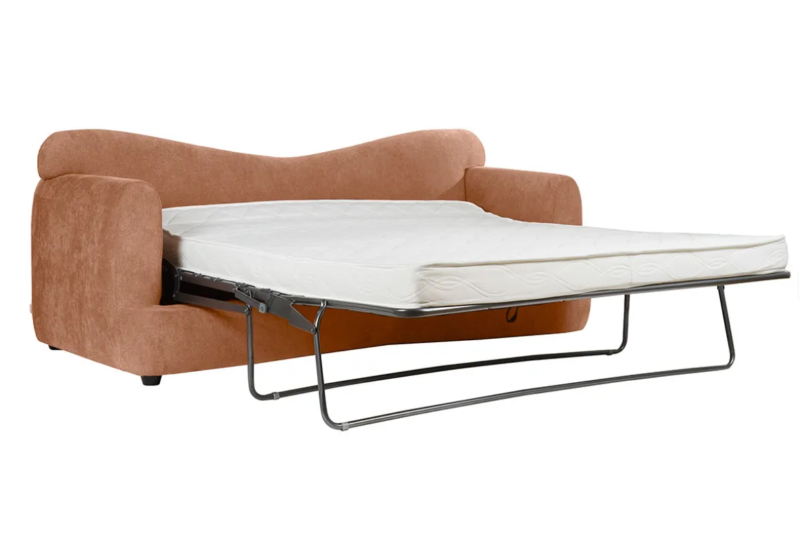 Miliboo Canapé Convertible|Voir Tous Les Canapés-Canapé convertible déhoussable 3-4 places design haricot en tissu effet velours terracotta SACHA