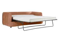 Miliboo Canapé Convertible|Voir Tous Les Canapés-Canapé convertible déhoussable 3-4 places design haricot en tissu effet velours terracotta SACHA