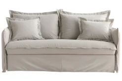 Miliboo Canapé Convertible|Voir Tous Les Canapés-Canapé convertible déhoussable 3 places en coton beige avec matelas 13 cm ALDO