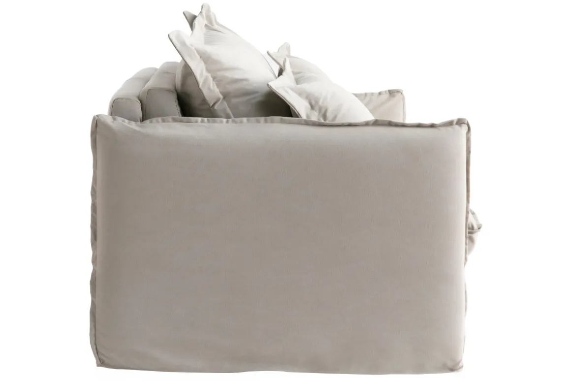 Miliboo Canapé Convertible|Voir Tous Les Canapés-Canapé convertible déhoussable 3 places en coton beige avec matelas 13 cm ALDO