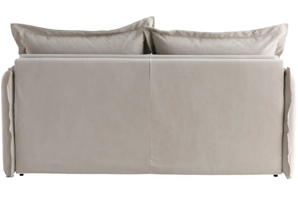 Miliboo Canapé Convertible|Voir Tous Les Canapés-Canapé convertible déhoussable 3 places en coton beige avec matelas 13 cm ALDO