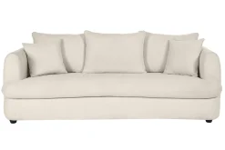 Miliboo Canapé Convertible|Voir Tous Les Canapés-Canapé convertible déhoussable 3-4 places design haricot en tissu effet velours beige clair SACHA