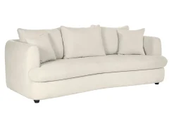 Miliboo Canapé Convertible|Voir Tous Les Canapés-Canapé convertible déhoussable 3-4 places design haricot en tissu effet velours beige clair SACHA