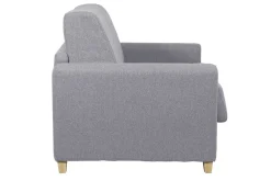 Miliboo Canapé Convertible|Voir Tous Les Canapés-Canapé convertible en tissu gris clair et bois clair avec matelas 18 cm GRAHAM