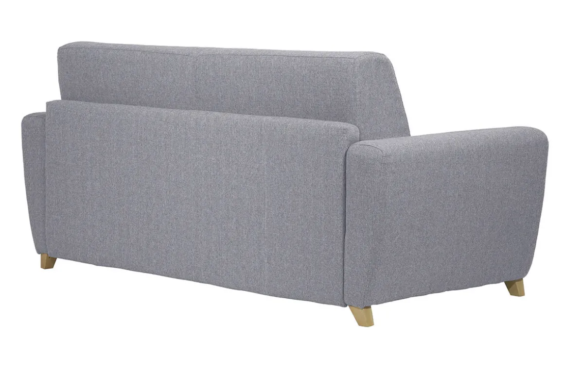 Miliboo Canapé Convertible|Voir Tous Les Canapés-Canapé convertible en tissu gris clair et bois clair avec matelas 18 cm GRAHAM
