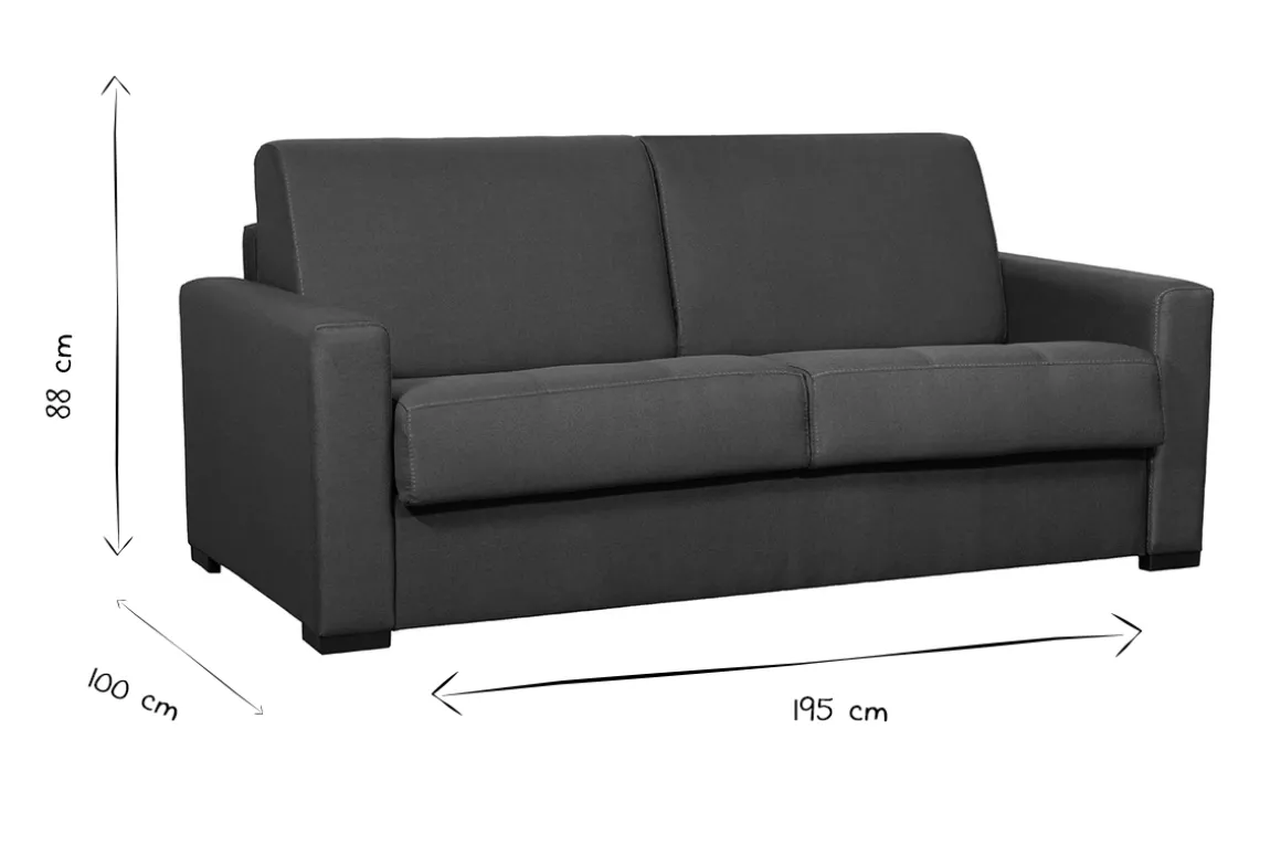 Miliboo Canapé Convertible|Voir Tous Les Canapés-Canapé convertible en tissu gris clair et bois clair avec matelas 18 cm GRAHAM