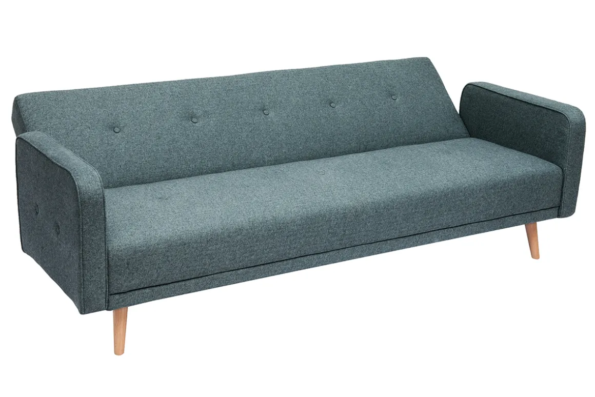 Miliboo Canapé Convertible|Voir Tous Les Canapés-Canapé convertible scandinave 3 places en tissu vert de gris et bois clair ULLA