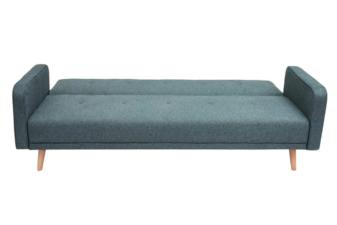 Miliboo Canapé Convertible|Voir Tous Les Canapés-Canapé convertible scandinave 3 places en tissu vert de gris et bois clair ULLA