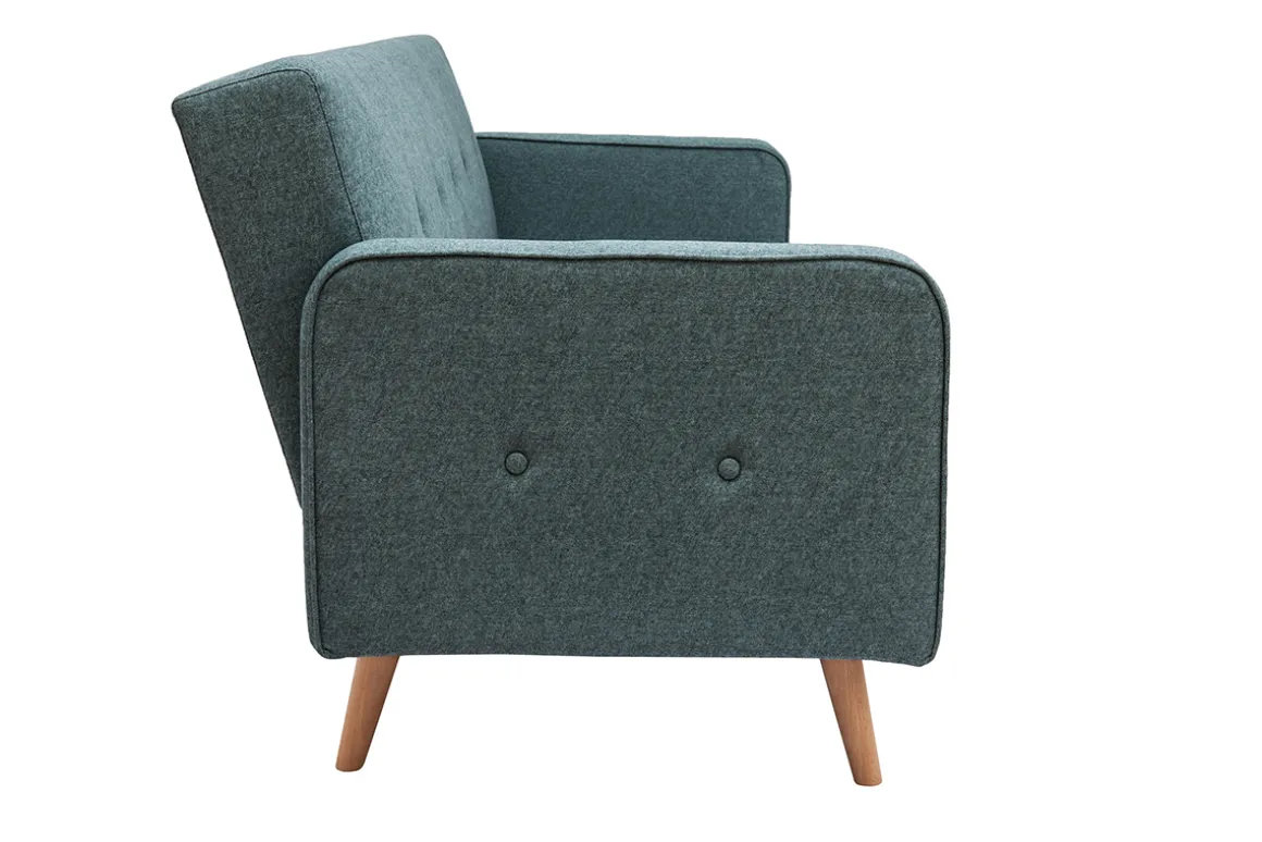 Miliboo Canapé Convertible|Voir Tous Les Canapés-Canapé convertible scandinave 3 places en tissu vert de gris et bois clair ULLA
