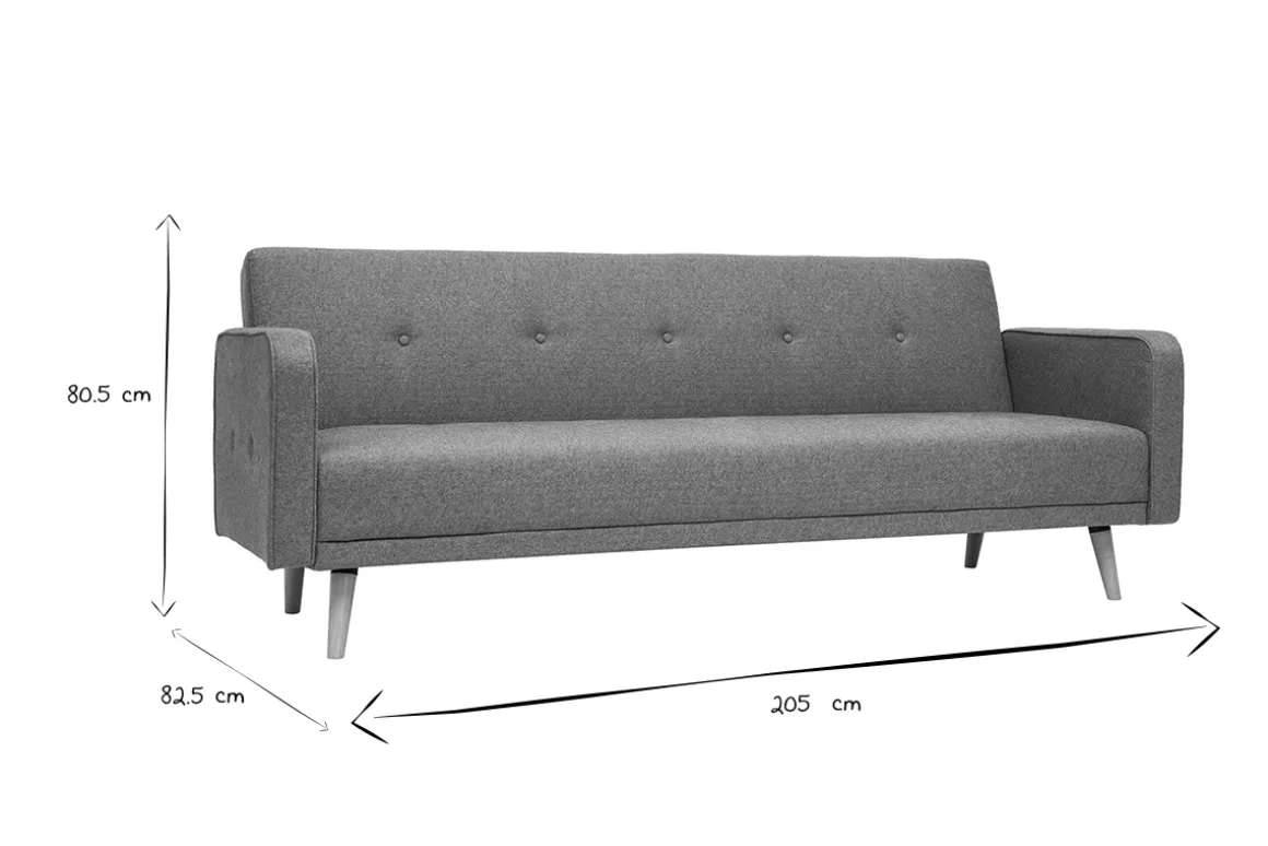 Miliboo Canapé Convertible|Voir Tous Les Canapés-Canapé convertible scandinave 3 places en tissu vert de gris et bois clair ULLA
