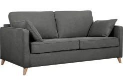 Miliboo Canapé Convertible|Voir Tous Les Canapés-Canapé convertible scandinave 3 places en tissu gris anthracite et bois clair avec matelas 10 cm PAPEL