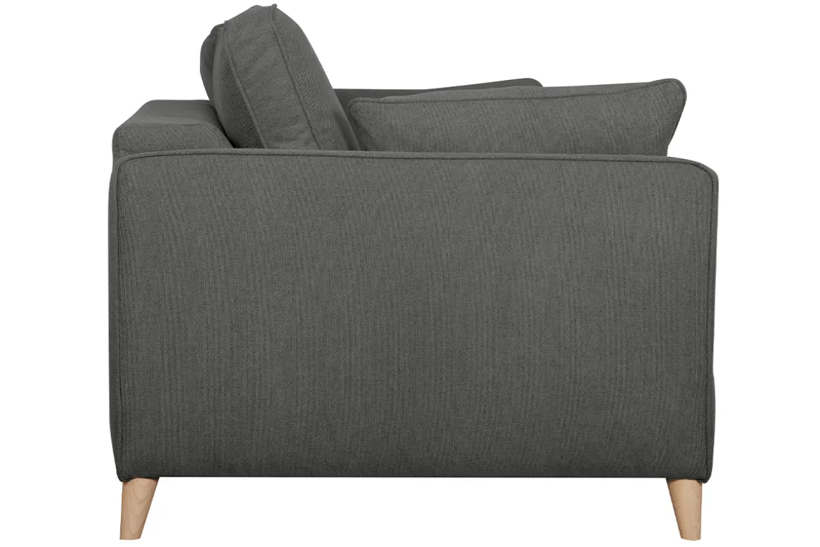 Miliboo Canapé Convertible|Voir Tous Les Canapés-Canapé convertible scandinave 3 places en tissu gris anthracite et bois clair avec matelas 10 cm PAPEL