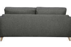 Miliboo Canapé Convertible|Voir Tous Les Canapés-Canapé convertible scandinave 3 places en tissu gris anthracite et bois clair avec matelas 10 cm PAPEL