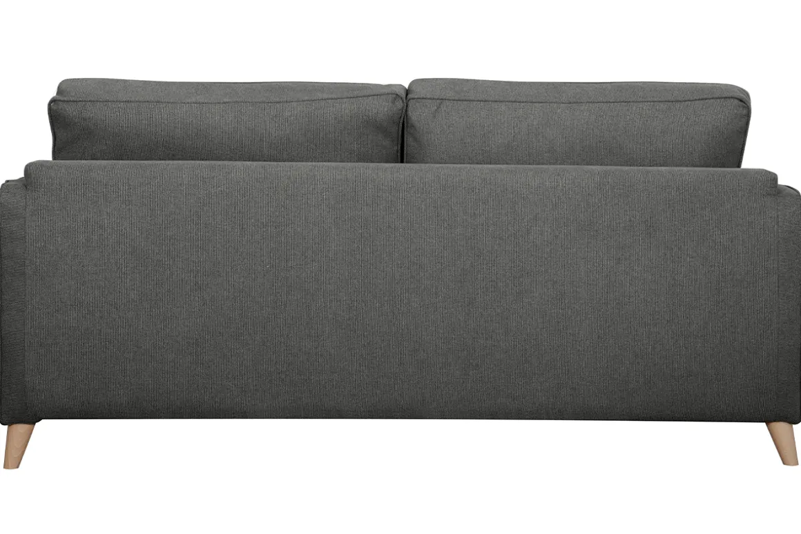 Miliboo Canapé Convertible|Voir Tous Les Canapés-Canapé convertible scandinave 3 places en tissu gris anthracite et bois clair avec matelas 10 cm PAPEL