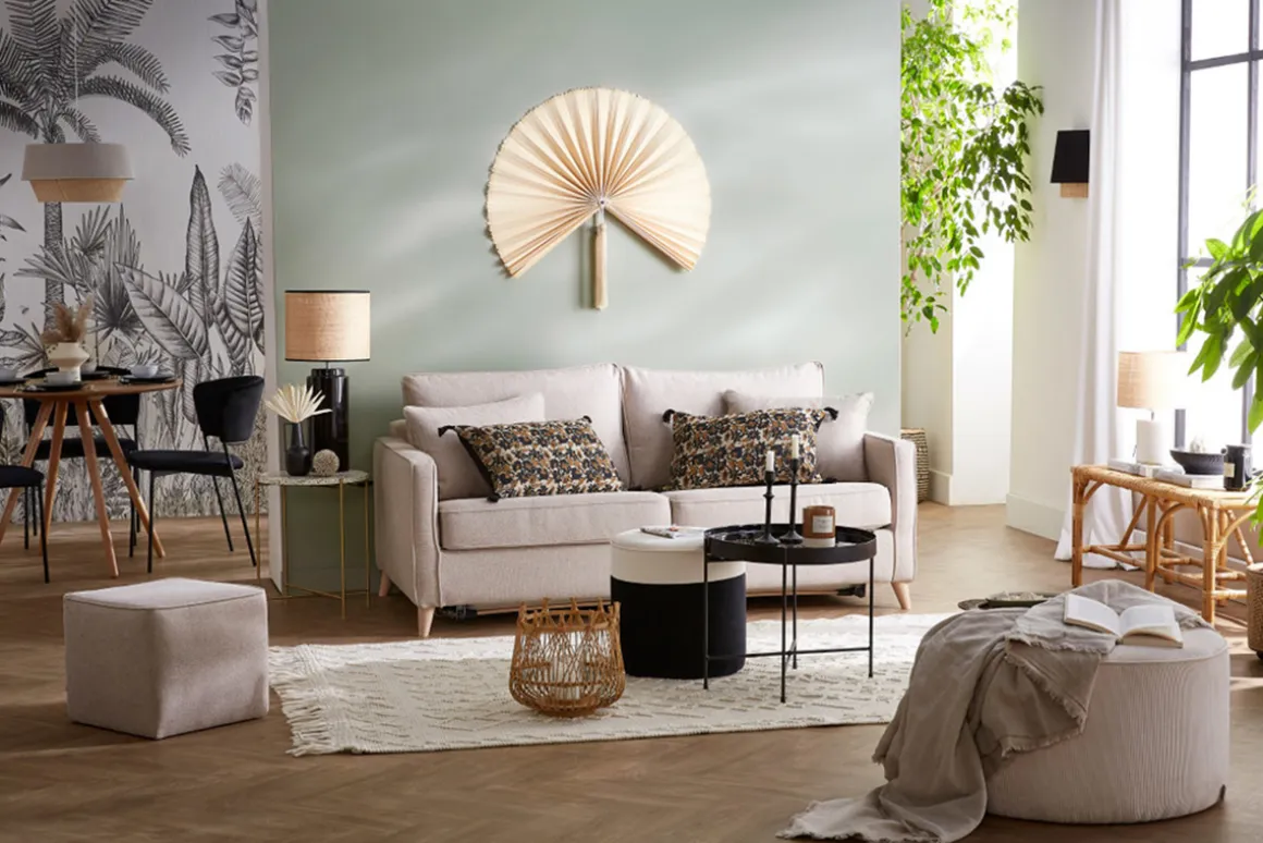 Miliboo Canapé Convertible|Voir Tous Les Canapés-Canapé convertible scandinave 3 places en tissu gris anthracite et bois clair avec matelas 10 cm PAPEL