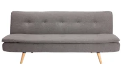Miliboo Canapé Convertible|Voir Tous Les Canapés-Canapé convertible scandinave 3 places en tissu gris foncé et bois clair SENSO