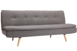 Miliboo Canapé Convertible|Voir Tous Les Canapés-Canapé convertible scandinave 3 places en tissu gris foncé et bois clair SENSO