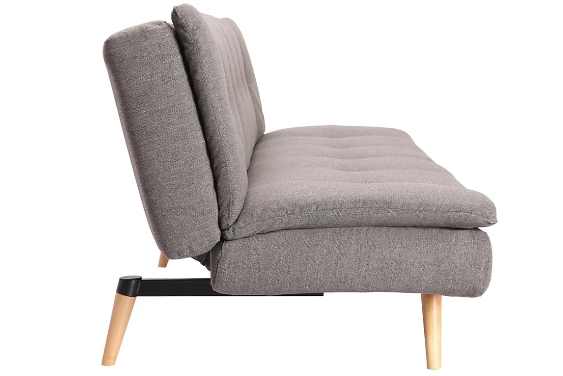 Miliboo Canapé Convertible|Voir Tous Les Canapés-Canapé convertible scandinave 3 places en tissu gris foncé et bois clair SENSO