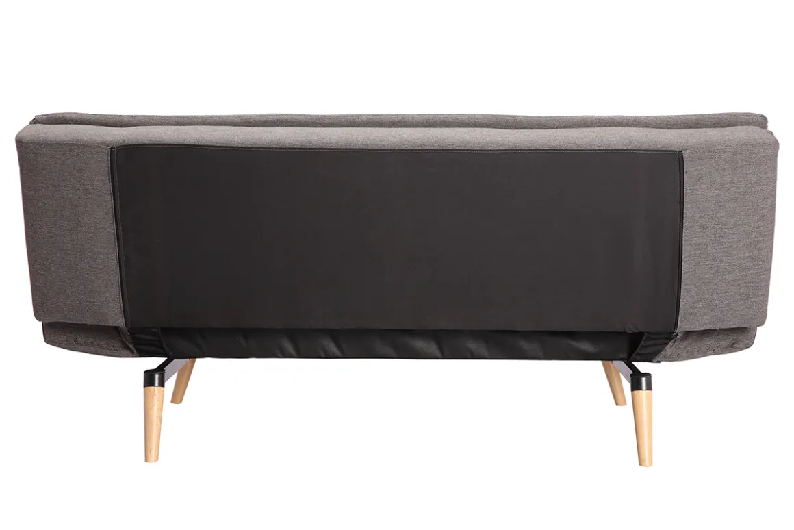 Miliboo Canapé Convertible|Voir Tous Les Canapés-Canapé convertible scandinave 3 places en tissu gris foncé et bois clair SENSO