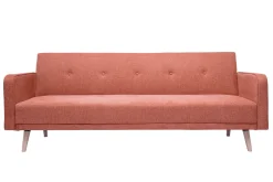 Miliboo Canapé Convertible|Voir Tous Les Canapés-Canapé convertible scandinave 3 places en tissu effet velours texturé terracotta et bois clair ULLA