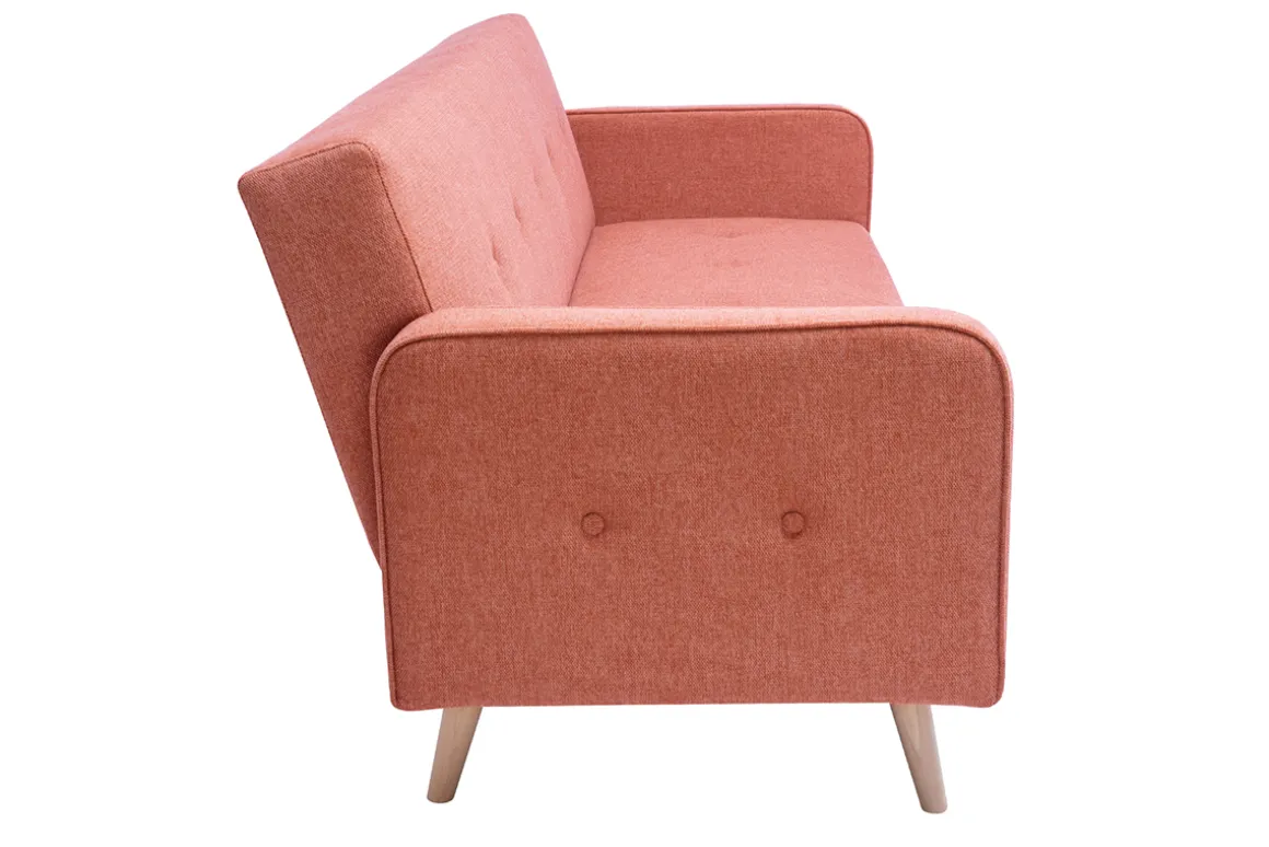Miliboo Canapé Convertible|Voir Tous Les Canapés-Canapé convertible scandinave 3 places en tissu effet velours texturé terracotta et bois clair ULLA