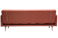 Miliboo Canapé Convertible|Voir Tous Les Canapés-Canapé convertible scandinave 3 places en tissu effet velours texturé terracotta et bois clair ULLA