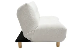 Miliboo Canapé Convertible|Voir Tous Les Canapés-Canapé convertible scandinave 3 places en tissu effet laine bouclée blanc et bois clair YUMI