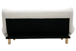 Miliboo Canapé Convertible|Voir Tous Les Canapés-Canapé convertible scandinave 3 places en tissu effet laine bouclée blanc et bois clair YUMI