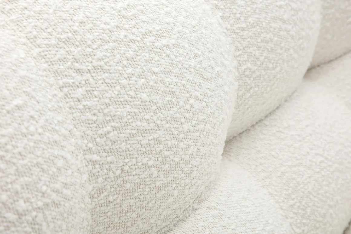 Miliboo Canapé Convertible|Voir Tous Les Canapés-Canapé convertible scandinave 3 places en tissu effet laine bouclée blanc et bois clair YUMI