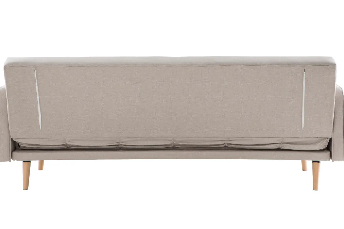 Miliboo Canapé Convertible|Voir Tous Les Canapés-Canapé convertible scandinave 3 places en tissu beige et bois clair ULLA