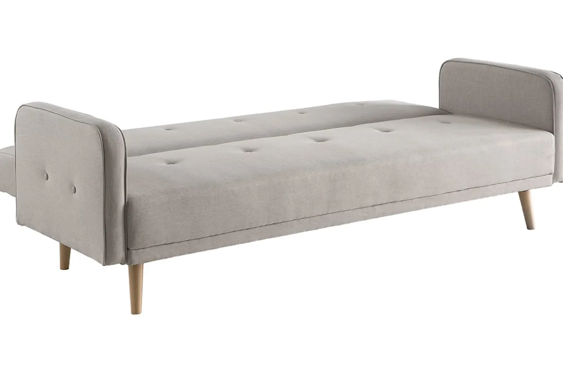 Miliboo Canapé Convertible|Voir Tous Les Canapés-Canapé convertible scandinave 3 places en tissu beige et bois clair ULLA