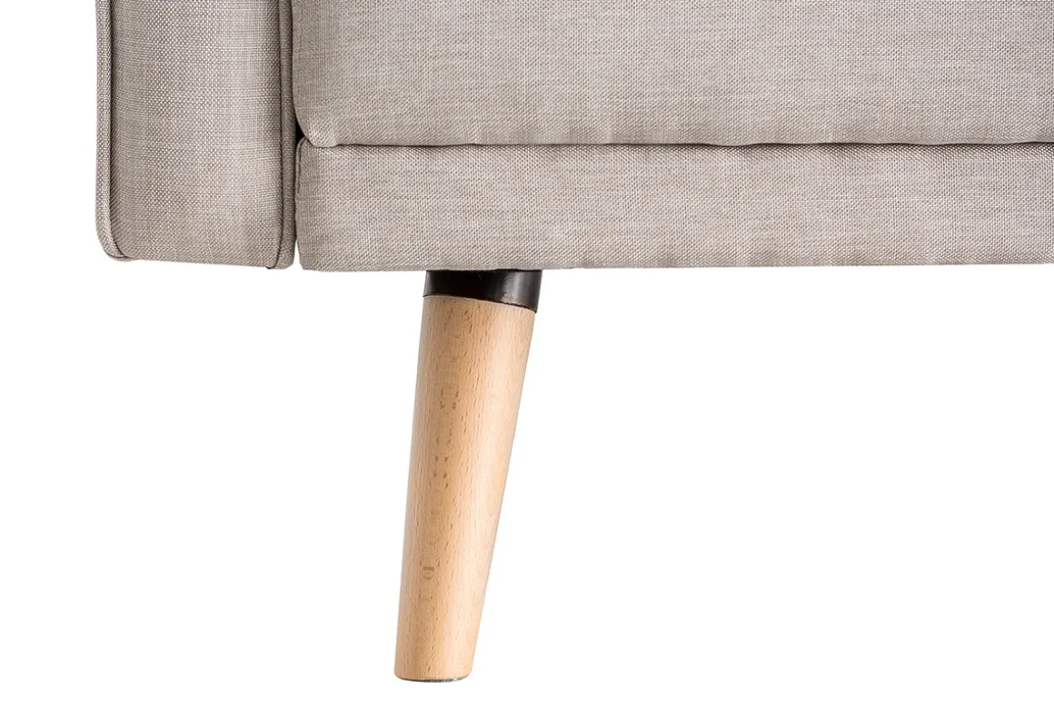 Miliboo Canapé Convertible|Voir Tous Les Canapés-Canapé convertible scandinave 3 places en tissu beige et bois clair ULLA