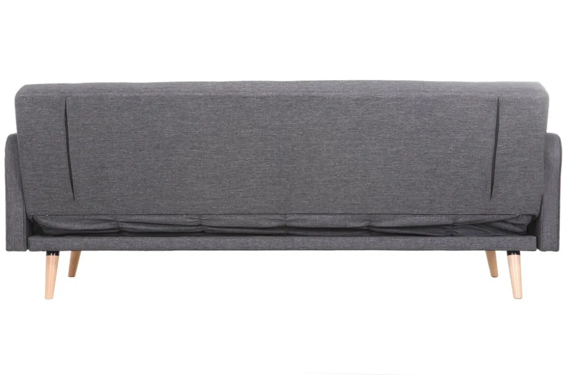Miliboo Canapé Convertible|Voir Tous Les Canapés-Canapé convertible scandinave 3 places en tissu gris foncé et bois clair ULLA