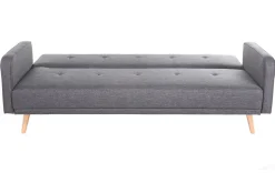 Miliboo Canapé Convertible|Voir Tous Les Canapés-Canapé convertible scandinave 3 places en tissu gris foncé et bois clair ULLA