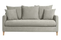 Miliboo Canapé Convertible|Voir Tous Les Canapés-Canapé convertible scandinave 3 places en tissu effet velours taupe et bois clair LOUISE