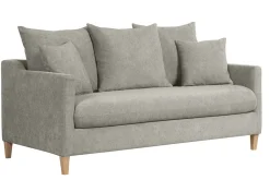 Miliboo Canapé Convertible|Voir Tous Les Canapés-Canapé convertible scandinave 3 places en tissu effet velours taupe et bois clair LOUISE