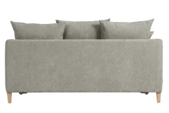 Miliboo Canapé Convertible|Voir Tous Les Canapés-Canapé convertible scandinave 3 places en tissu effet velours taupe et bois clair LOUISE