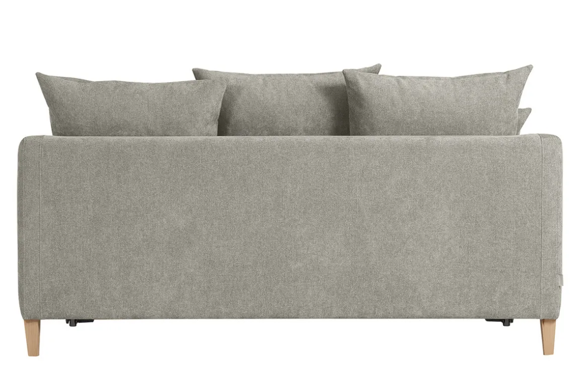 Miliboo Canapé Convertible|Voir Tous Les Canapés-Canapé convertible scandinave 3 places en tissu effet velours taupe et bois clair LOUISE