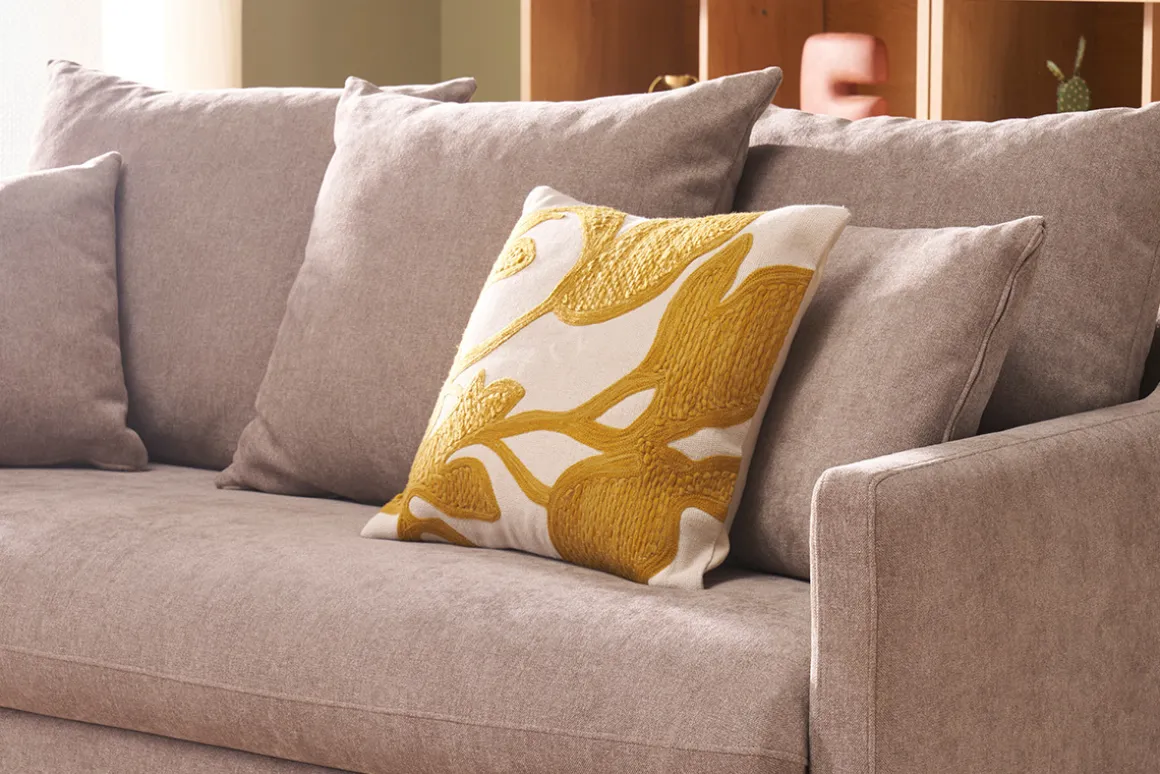 Miliboo Canapé Convertible|Voir Tous Les Canapés-Canapé convertible scandinave 3 places en tissu effet velours taupe et bois clair LOUISE