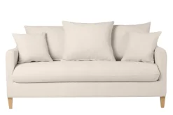 Miliboo Canapé Convertible|Voir Tous Les Canapés-Canapé convertible scandinave 3 places en tissu effet velours beige et bois clair LOUISE